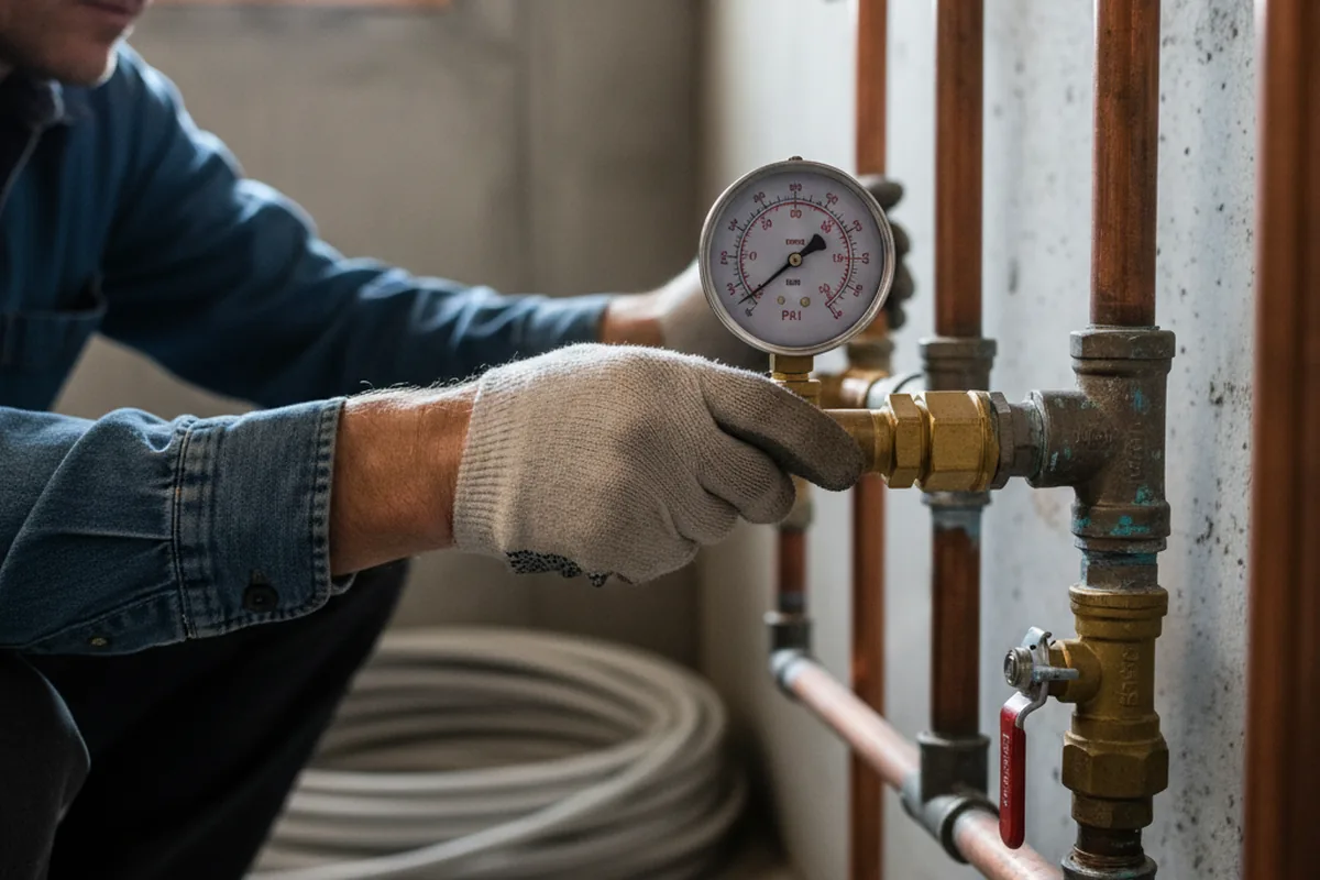 Pressure testing a repaired line during Water Line Repair in Burtonsville